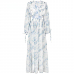 Vintage rannas lilleline Midi kleit naistele Elegantne &otilde;&otilde;nsa Korea pidulik l&otilde;hestatud kleit Naiste vabaaja pikkade varrukatega haldja peokleit S sinine