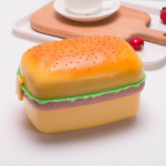 Hamburgeri l&otilde;unakarp Kahetasandiline armas Burger Bento Box Mikrolaineahi laste koolitoidukonteiner Kahvel lauan&otilde;ude komplekt Kingitused oranž
