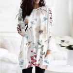 Naiste tr&uuml;kiv&auml;rviga O-kaelusega dressipluus, pikkade varrukatega tr&uuml;kitud s&auml;rkkleit, suur, avaras vormis taskutega pullover L must