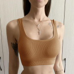 Naiste seljatoe seljataga varrukateta intiimpesu naistele, seksikad k&auml;rbitud topid Camisole Massage Pad Aluspesu One Size beež