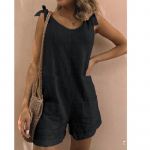 Suvised naiste &uuml;hev&auml;rvilised puuvillased ja linased plaastriga taskud lahtised vabaaja kombinesooni l&uuml;hikesed p&uuml;ksid traksid Kombinesoonid rinnat&uuml;kiga p&uuml;ksid varrukateta kombinesoon M