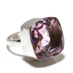 Pink Amethyst Gemstone Handmade 925 Sterling Silver Jewelry Ring Size 9.5 w7t90