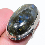 Natural Labradorite Gemstone Handmade 925 Sterling Silver Ring Size 9 q6j73