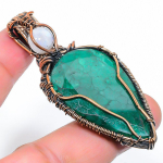 Emerald Natural Gemstone Handmade Copper Wire Wrap Pendant 2.68 c4k21