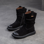 Johnature Retro mitmek&uuml;lgsed s&auml;&auml;re keskosa saapad Ehtsast nahast Western Cowboy Knight Boots naiste kingad 35 must