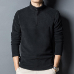 Meeste &uuml;hev&auml;rviline keskmise pikkusega &uuml;laosa pikkade varrukatega t&otilde;mblukuga, krae, pullover, paks polaarfliisist kaelakaitsega kampsun XXXXXL must