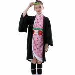 Anime Deemonitapja: Tsuyuri Kanawo Kamado Nezuko Kimono Cosplay t&uuml;drukutele ja poistele, rollim&auml;ngu kost&uuml;&uuml;m, laste komplekt 140cm black