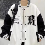 WTEMPO S&uuml;gistalv Meeste pesapallimantel kirjatr&uuml;kiga aluskrae lahtine High Street Stiilis &uuml;herealine elastne triibuline mansett, v&auml;rviga sobiv meeste jope M must