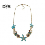 Liialdatud naiste kaelakee ookeani teema Merit&auml;ht korallikarp, &otilde;&otilde;nes kunstp&auml;rlitest kividest sisekujundus reguleeritava pikkusega daami puhkuse rannakaelusega ehted sinine