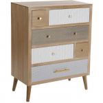 Kumood &ndash; VERSA &ndash; Kapua &ndash; 6 tiroirs &ndash; Bois &ndash; Gris, blanc et marron