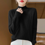 Naiste ka&scaron;miirist sviiter Qinghe ka&scaron;miir 30% ka&scaron;miir 70% vill Naiste s&uuml;gis- ja talvine ka&scaron;miirist pullover pehme ja soe XL must