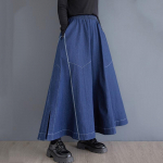Denim pluss suurus K&otilde;rge v&ouml;&ouml;kohaga vintage Kevads&uuml;gisene vaba ja pikk naiste seelikud naiste seelik sinine