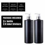 500ml Reusable Pump Dispenser Bottle with Label Shampoo/Conditioner/Body Wash Refillable Bottle Container with Tray style 1