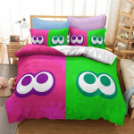 3D-prinditud Splatoon m&auml;ngu voodipesukomplekt poistele, t&uuml;drukutele, kaheinimesevoodiga, kaheinimesevoodiga tekikate Padjap&uuml;&uuml;r, lastevoodi t&auml;iskasvanute moe kodutekstiil, tekstiil 135X200cm