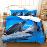 Dolphin Ocean Animal voodipesukomplekt poistele, t&uuml;drukutele, kaks &uuml;heinimesevoodit, suur kaheinimesevoodi, tekikate Padjap&uuml;&uuml;r, lastevoodi t&auml;iskasvanutele m&otilde;eldud kodutekstiil 70x133cm 2pcs