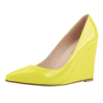 Seksikas terava varbaga lakknahast k&otilde;rged kontsad pumbad naiste punased kontoripulmakingad Suvi s&uuml;gis kiilud naine 42 fluorestseeruv kollane v&auml;rv