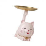 Multikas kassikujude korraldaja kandik loomaskulptuur peen t&ouml;&ouml;tlusega vaik kassipoja kujukeste laud Pink Kitten