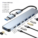 2-&uuml;hes USB 3.0 jaotur 7 pordiga mitu USB-jaoturit C-t&uuml;&uuml;pi dokkimisjaam C-t&uuml;&uuml;pi jaotur OTG-adapter Plug and Play