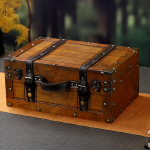 Vanamoodne puidust hoiukast kohver ehtekorv Elegantne reisijatele, mitmek&uuml;lgne hingedega 34.3x24.2x15.3cm