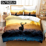 Davidi hirv Kaelkirjak 3D-prindiga Voodipesukomplekt Tekikotid Padjap&uuml;&uuml;rid Tekk Voodipesukomplekt Voodiriided Voodipesu 02 EU single(135x200cm)