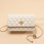 Fashion Diamond Chain kott Naiste &uuml;he &otilde;laga diagonaalne lukk v&auml;ike ruudu kott Trend One Size white
