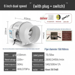 Ringikujulise diagonaalse vooluga v&auml;ljat&otilde;mbeventilaator &ndash; vaikne aksiaalne ventilatsioon vannitoa ja k&ouml;&ouml;gi jaoks 6 inch 150MM double speed
