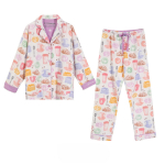 Naiste puuvillast printimisega s&uuml;gistalvised pikkade varrukatega naiste magamisriided, 2 tk, p&uuml;ksid alla keeratava kraega, &uuml;herealised puhkeriided XS