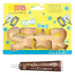 D&eacute;coupoir &agrave; biscuits en inox Star + Stylo chocolat