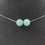 Pierres et Min&eacute;raux. Collier 2 perles Amazonite 8 mm. Chaine en acier inoxydable Collier femmes, hommes. Taille personnalisable.