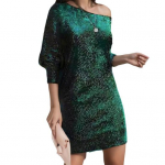 Naiste &otilde;htukleit kaldus kaelusega, &uuml;he &otilde;laga, pikkade varrukatega, litritega minikleit, lahtine S