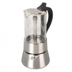 Moka kann Kristallklaasist &uuml;laosaga Roostevabast terasest pliidipealne Moka kann Klassikaline Itaalia kohvimasin 4 tassi jaoks L