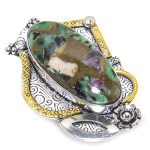 Copper Zosite 925 Sterling Silver Jewelry Two Tone Ring Size 7.5 w1z38