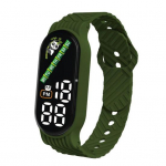 Moodne LED-spordikell &otilde;pilastele Veekindel mitmev&auml;rviline elektrooniline k&auml;ekell pehme silikoonrihmaga Stiilne kingitus meestele, naistele armee roheline v&auml;rv