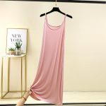 Modaalne spagetirihmadega kleit Suvine seksikas varrukateta maika kleit &uuml;hev&auml;rviline vabaaja maika kleit Pikk pehme &ouml;&ouml;s&auml;rk p&otilde;hiline aluskleit 2XL roosa