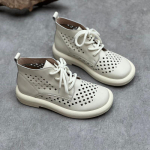 Suvised poolsaapad naiste kingad ehtsast nahast &uuml;mmarguse ninaga k&auml;sitsi valmistatud retro &otilde;&otilde;nsad hingavad sandaalid 36