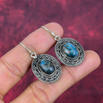 Neoonapatiti k&otilde;rvar&otilde;ngad, Gemstone ehted, 925 prooviga puhas sterlingh&otilde;be, K&auml;sit&ouml;&ouml; k&otilde;rvar&otilde;ngad, Viimase disainiga ehted 1.77 Inches roheline