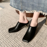 Ruudukujulise ninaga Elegantsed Naiste Sussid Mood Keskmise Kontsaga Nahast Sandaalid Mules Kingad Uus Trend Kevad Disainer Kleit Femme 35