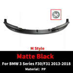 M-stiilis Esispoileri Bumperi Huul L&otilde;ug Splitter &Otilde;hupidur BMW 3. seeriale F30 F31 328i 330i 335i 340i 320d 330d 2013-2018 Tuuninguks matt must v&auml;rv