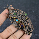 Natural Peridot Gemstone Handmade Copper Wire Wrap Jewelry Pendant 1.46 t9r33