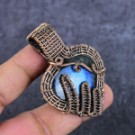 Moonstone Handmade Copper Wire Wrap Jewelry Pendant 2.29 f1g07
