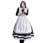 [YAISHN] Neiu vormiriietus, gooti lolita, armas lolita, traditsiooniline kleit, pikk, populaarne, &uuml;hes t&uuml;kis, Halloweeni kost&uuml;&uuml;m, naiste, cosplay, pikkade varrukatega, lips white