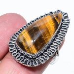 Tiger Eye Handmade 925 Sterling Silver Jewelry Ring Size 6 v6l62