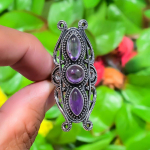 Sage Amethyst Handmade 925 Sterling Silver Jewelry Ring Size 9.5 p3e38