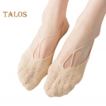 Naiste pitsist sokid, mis ei paista kingast v&auml;lja, madala l&otilde;ikega, n&auml;htamatud varvastega, poolpikad sokid, suvised jooga voodersokid libisemiskindla kannaosaga helehall v&auml;rv