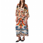 Naiste Mood Suvi Kevad V&auml;rviplokk Tr&uuml;kk 3/4 Varrukad V-kaelus Vaba V&ouml;&ouml;kohaga Vabaaja Kleidid Size: One Size