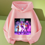 KPop Deemonik&uuml;ttide Huntrix Kapuutsiga pusa Laste Kapuutsiga pusa Beebit&uuml;drukute Pullover Kapuutsiga pusad Poiste Mood &Uuml;leriided Lasteriided 130