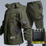 Luksuslik veekindel jope ja p&uuml;kste komplekt v&auml;litingimusteks, soe m&auml;gironimiseks XXXXL must