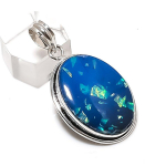 Natural Blue Triplet Opal 925 Sterling Silver Jewelry Pendant 1.77 z4v69