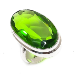 Peridot Gemstone Handmade 925 Sterling Silver Jewelry Ring Size 5.5 s0w76