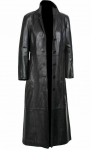 Pikk meestetrenchcoat T&auml;ispikk &uuml;ler&otilde;ivas Klassikaline K&auml;sit&ouml;&ouml; Ehtne Nahk S must